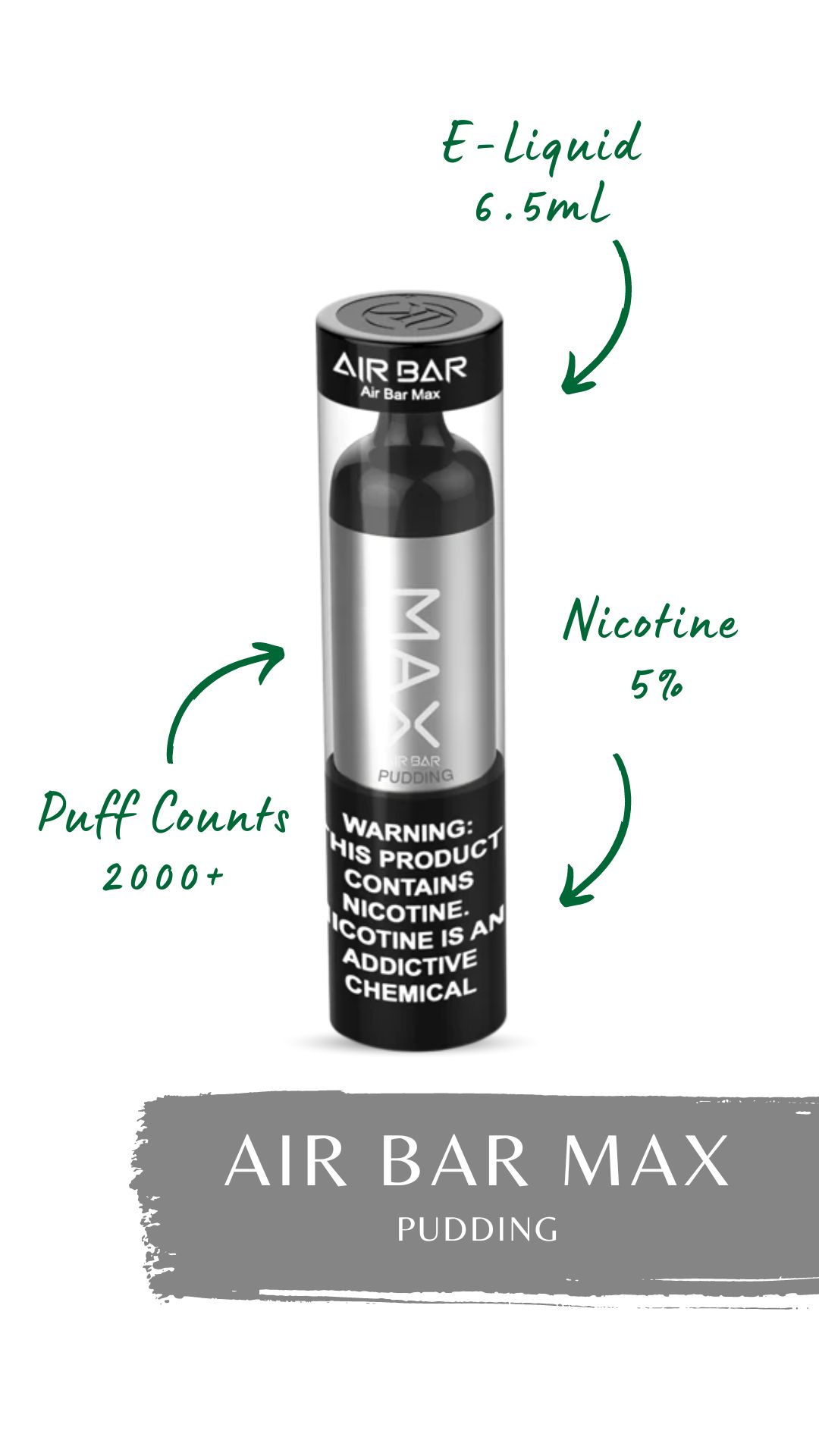 Shop Air Bar Max Disposable Vape Pudding Flavor 2000 Puffs From Our Online Store Fly High Smoke Shop